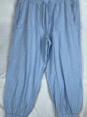 The Pants Store Pants Womens Sz XL Blue Chambray Casual Pull On Square Pockets